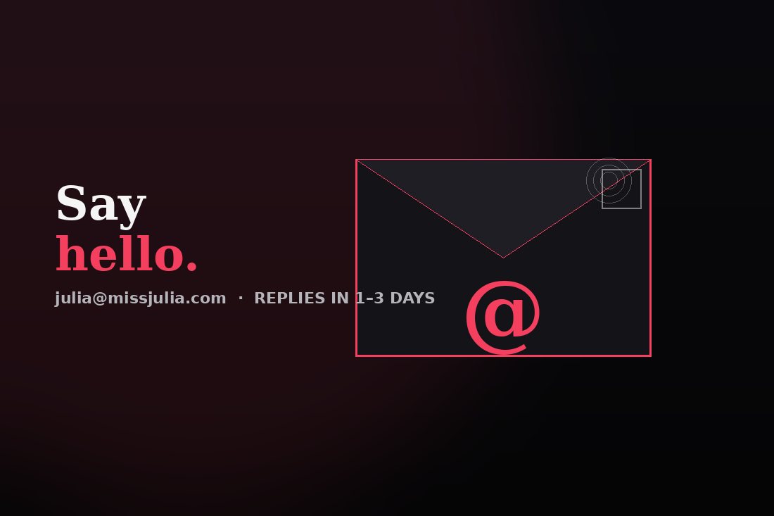 Send an email — julia@missjulia.com